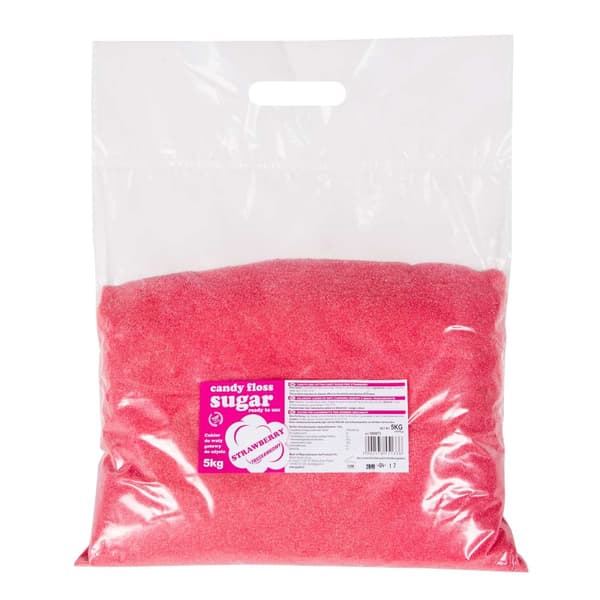 Farvet aromatiseret rødt candy-sukker med jordbærsmag 5 kg