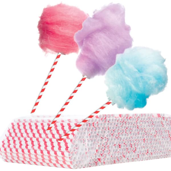 Papir candy sticks 6/270mm - hvid og rød 500 stk.