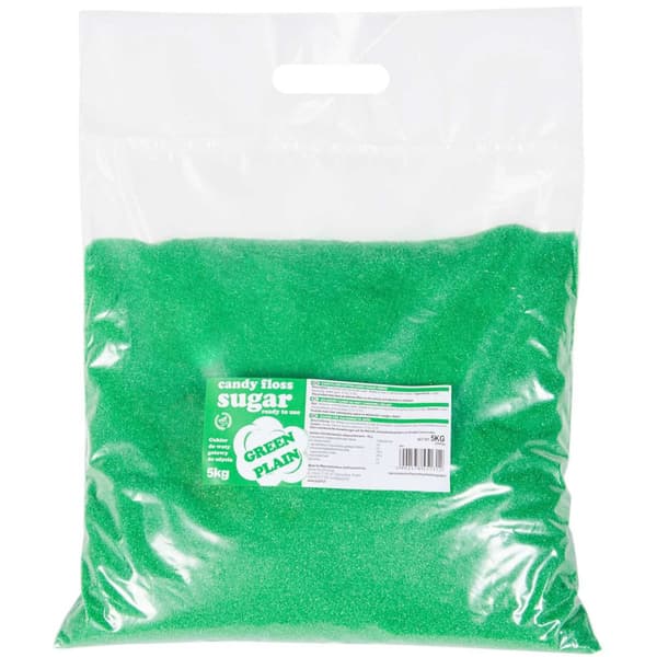Farvet bomuldssukker, grøn, naturlig smag, 5 kg