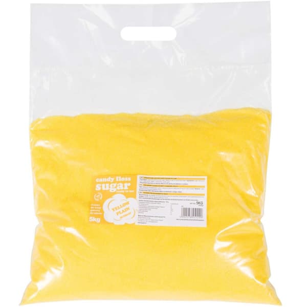 Värillinen sokeri hattaralle, keltainen, luonnollinen maku, 5 kg