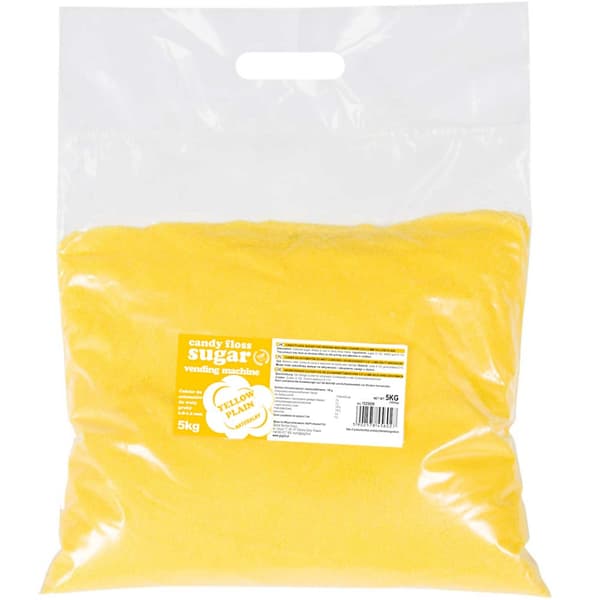 Socker till sockervaddsmaskinen, granulering 0,8-1,2 mm, naturlig smak GUL 5 kg