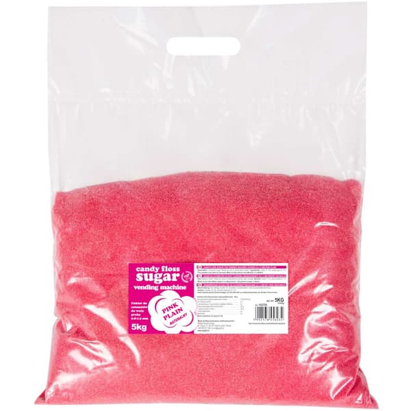 Socker till sockervaddsmaskinen, granulering 0,8-1,2 mm, naturlig smak RÖD 5 kg