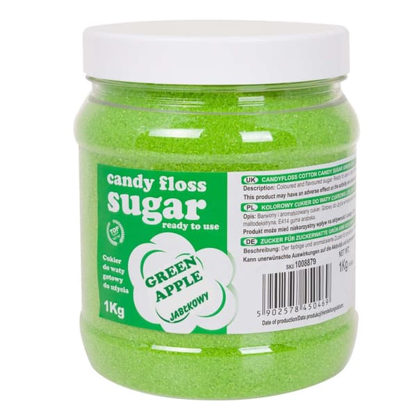Värillinen vihreä hattara omenamakuinen sokeri 1kg