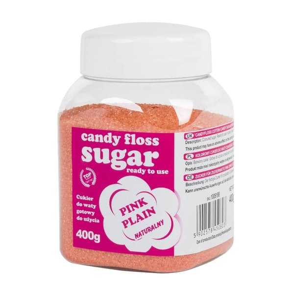 Farvet sukker til bomuld, pink, naturlig bomuldssmag, 400g