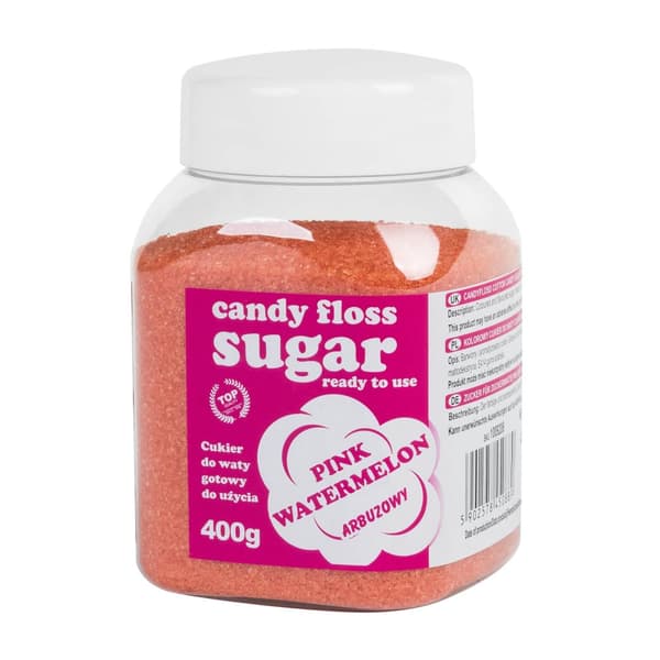 Färgat sockervadd rosa socker med vattenmelonsmak 400g