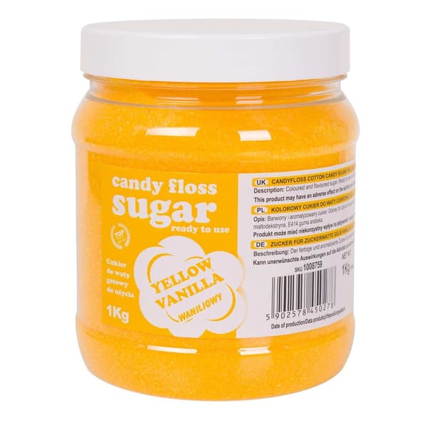 Värillinen keltainen vanilja-makuinen sokerihapon 1kg