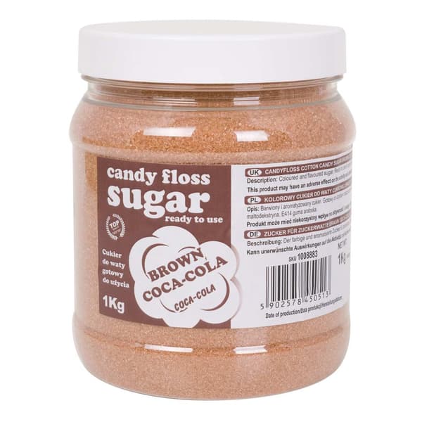 Farvet brunt candy sukker med Coca-Cola smag 1 kg