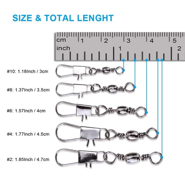 100 st/låda Fiske kullager Swivels Snap Connector Fisketillbehör