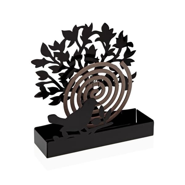 Holder til myggespiraler Versa Sort Metal 5 x 17 x 17 cm Træ