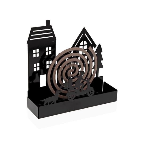 Holder til myggespiraler Versa Sort Metal 5 x 17 x 17 cm Hus