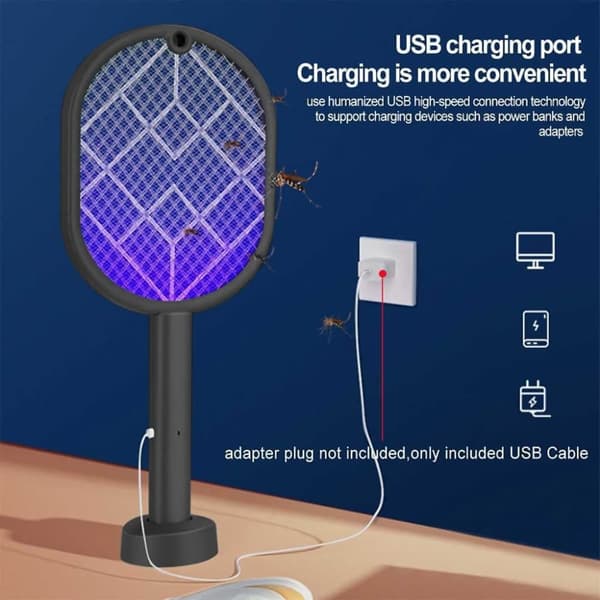 OBOSOE Electric Mosquito Racket, Fly Swatter Racket Ladattava Bug Zapper Racket Mosquito Trap Light Ladattava Mosquito Trap Light