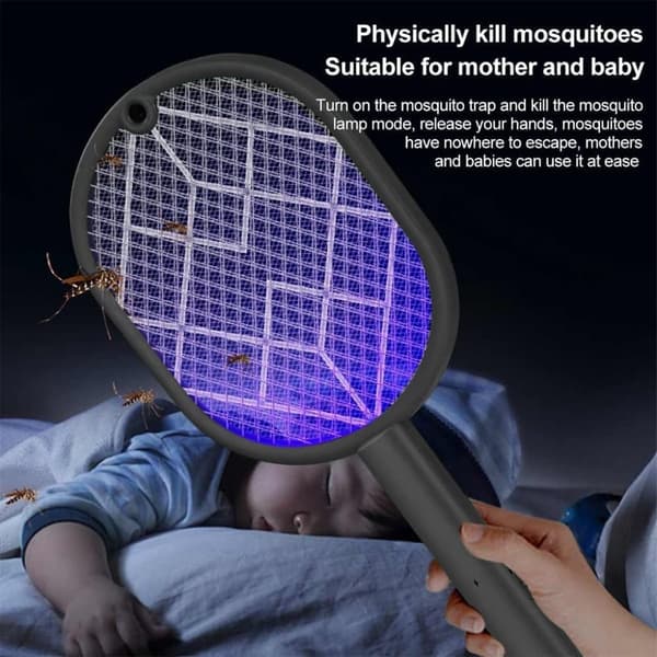 OBOSOE Electric Mosquito Racket, Fly Swatter Racket Ladattava Bug Zapper Racket Mosquito Trap Light Ladattava Mosquito Trap Light