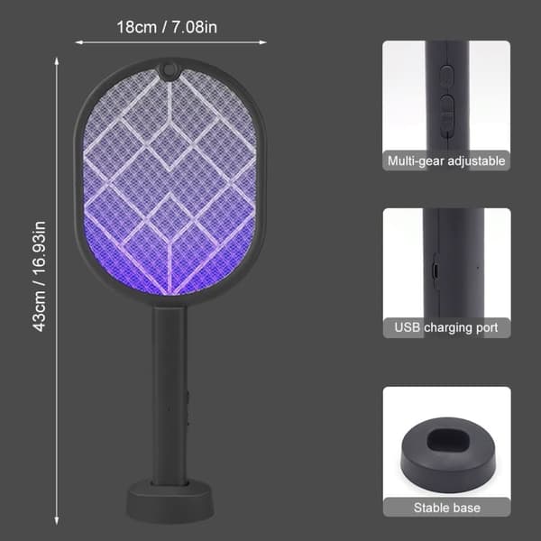 OBOSOE Electric Mosquito Racket, Fly Swatter Racket Ladattava Bug Zapper Racket Mosquito Trap Light Ladattava Mosquito Trap Light