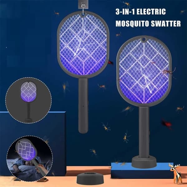 OBOSOE Electric Mosquito Racket, Fly Swatter Racket Ladattava Bug Zapper Racket Mosquito Trap Light Ladattava Mosquito Trap Light