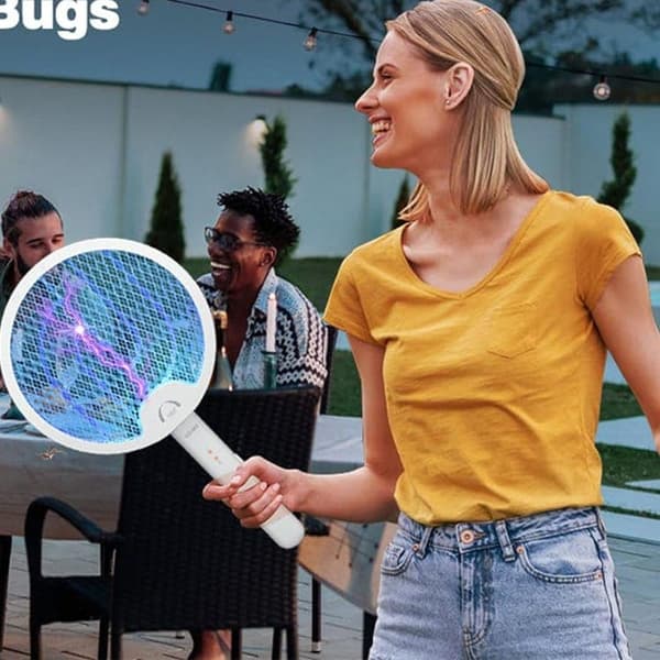 OBOSOE Elektrisk flugsmälla 2-i-1 – hopfällbar myggfälla & insektsdödare med lampa, USB-uppladdningsbar