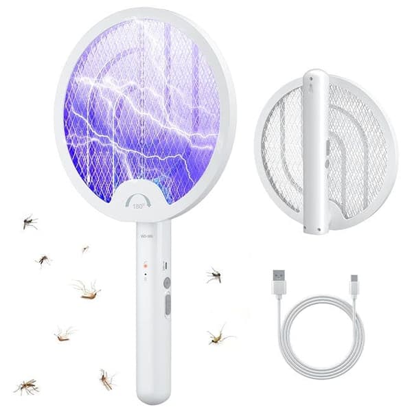 OBOSOE Elektrisk flugsmälla 2-i-1 – hopfällbar myggfälla & insektsdödare med lampa, USB-uppladdningsbar