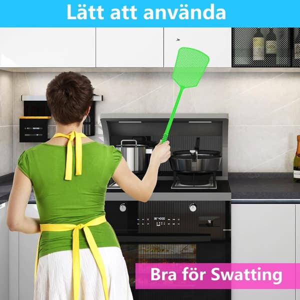 Kärpäslätkä, 5 kpl muovia, pitkävartinen kärpäslätkä, iso hyönteislätkä, toimii sekä sisä- että ulkokäyttöön (50*14cm)
