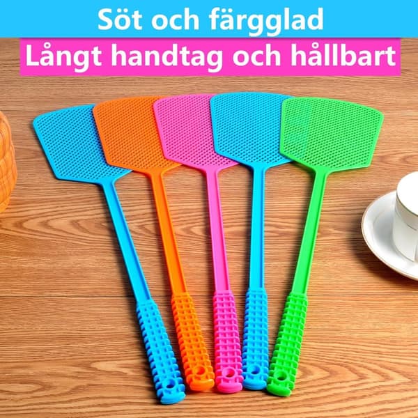 Kärpäslätkä, 5 kpl muovia, pitkävartinen kärpäslätkä, iso hyönteislätkä, toimii sekä sisä- että ulkokäyttöön (50*14cm)