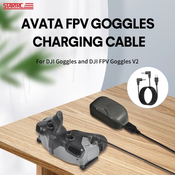 Laddkabel till DJI FPV USB till 2 x DC 1m - Svart