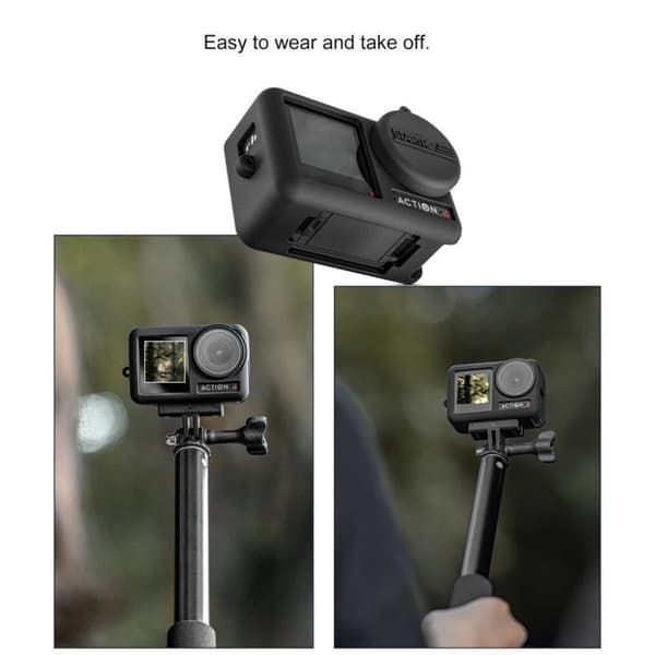 Silikonikotelo linssisuojalla DJI OSMO Action 4 / 3 - Musta