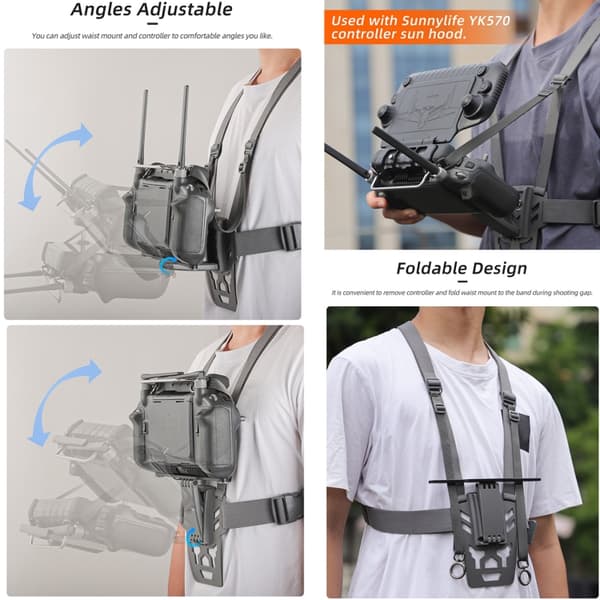 Bröstsele med fäste för fjärrkontroll till DJI RC Plus med triangulärt stödsystem