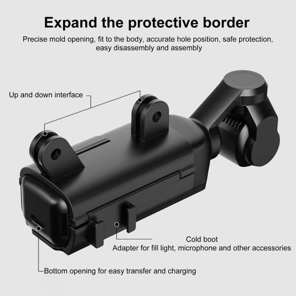 Beskyttelsesdeksel for DJI OSMO Pocket 3 med tofotsfeste og kaldskofeste - Svart