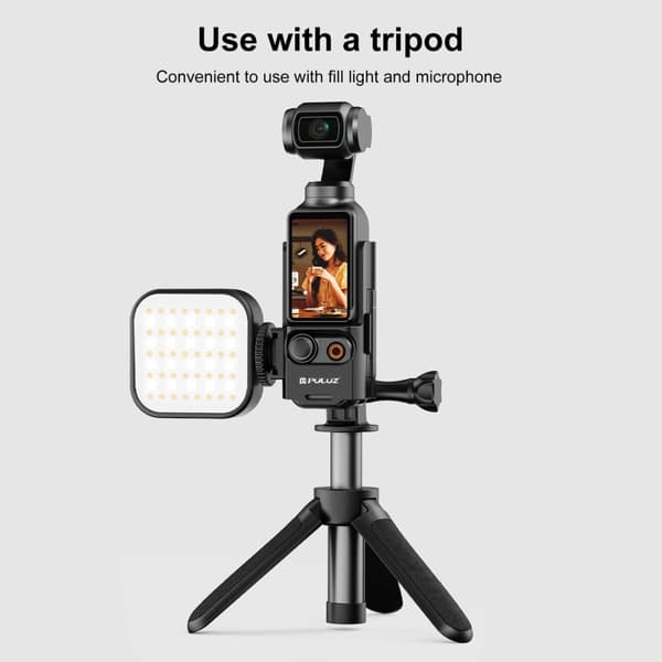 Beskyttelsesdeksel for DJI OSMO Pocket 3 med tofotsfeste og kaldskofeste - Svart