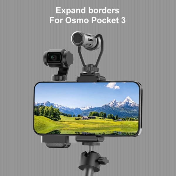 Mobiltelefonholder med stativmontering og koldskosmontering til DJI Osmo Pocket 3<