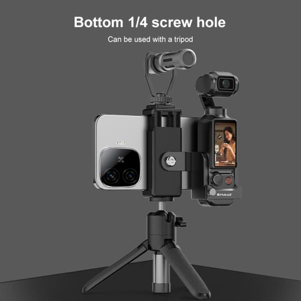Mobiltelefonholder med stativmontering og koldskosmontering til DJI Osmo Pocket 3<