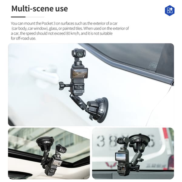Fäste med sugpropp till DJI Osmo Pocket 3 för stabil montering