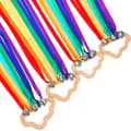 Pikkukuva 3 / 7: OBOSOE 4 kappaletta Rainbow Hand Ribbon Kite kelloilla Tuuli Sauva Tanssiva Ribbon Streamer Pilvi Puu aistilelut Puinen koulutuslelu juhliin