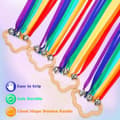 Pikkukuva 5 / 7: OBOSOE 4 kappaletta Rainbow Hand Ribbon Kite kelloilla Tuuli Sauva Tanssiva Ribbon Streamer Pilvi Puu aistilelut Puinen koulutuslelu juhliin