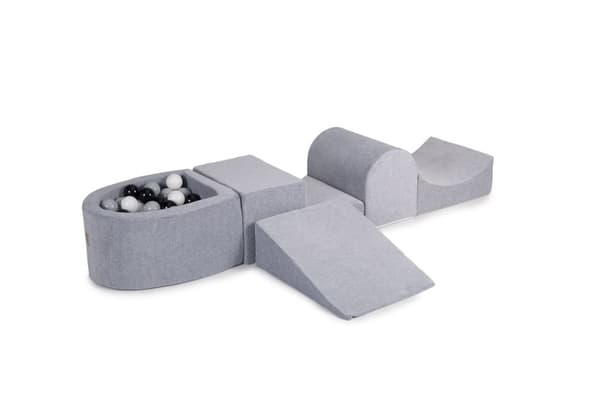 MeowBaby® skumlegeplads til børn 200 x 45 cm lysegrå: sort/grå/hvid