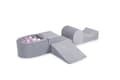 Miniatyrbillede 1 af 10: MeowBaby® skumlegeplads til børn 200 x 45 cm/100 bolde lysegrå: pastel pink/gennemsigtig/hvid