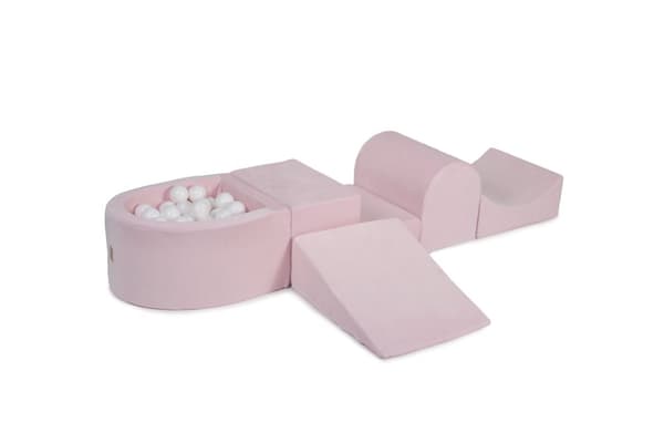 MeowBaby® skumlegeplads til børn med boldbassin 240 x 45 cm/100 bolde lyserød: hvid