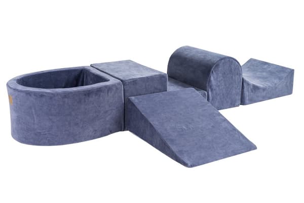 MeowBaby® Skumlekplats för barn 200 x 45 cm/Inga bollar Grå-Blå