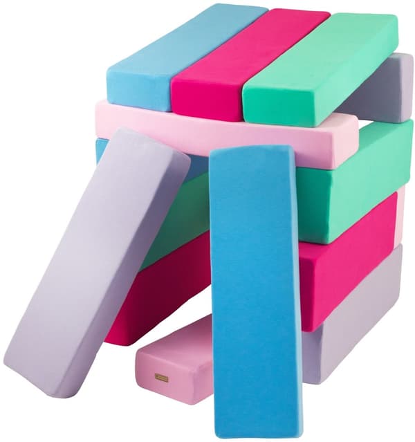 Jenga - 15 Soft Play Blocks - sininen, vaaleanpunainen, vaaleanpunainen, violetti, turkoosi