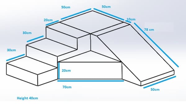 Skumglas (EPS + PE) - 40 cm høj - hvidgrå