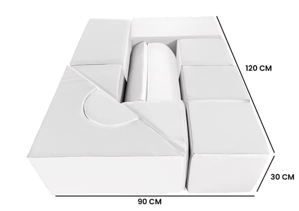 Vikingchoice Stora Skumblock Set - 11 Vita Bitar för Kreativ Lek & Gymnastik