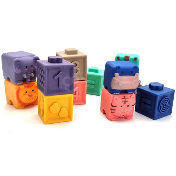 WOOPIE BABY Sensory Block Squeeze Puslespil Lyd Lær Tælle 12 stk.