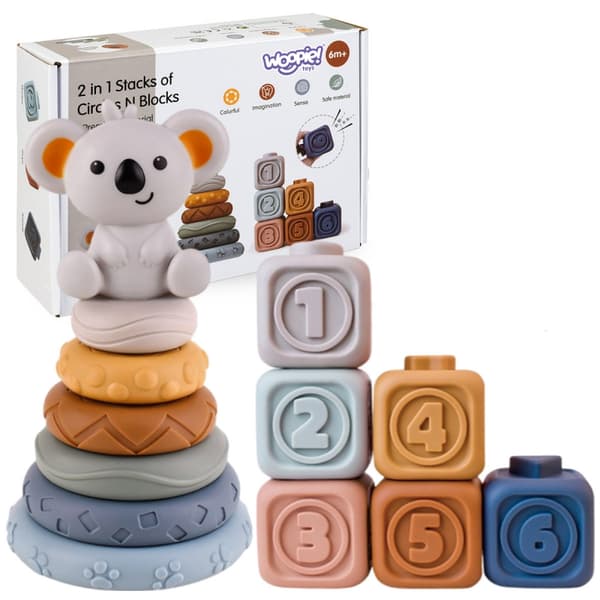 WOOPIE BABY bløde gummi sensoriske klodser 3 i 1 bamse sæt