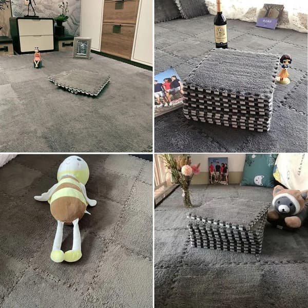 Pussel för golvet PLYSCHSUMMATTA SAMMET BARN 30cm GRÅ