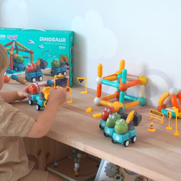 WOOPIE Magnetiske Byggeklodser Dinosaurer 84 Dele