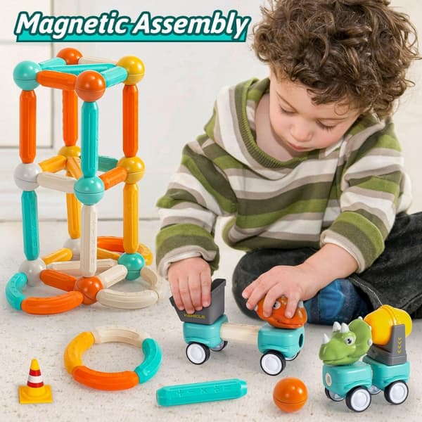 WOOPIE Magnetiske Byggeklodser Dinosaurer 84 Dele