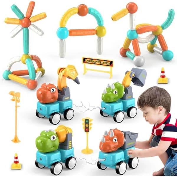 WOOPIE Magnetiske Byggeklodser Dinosaurer 84 Dele