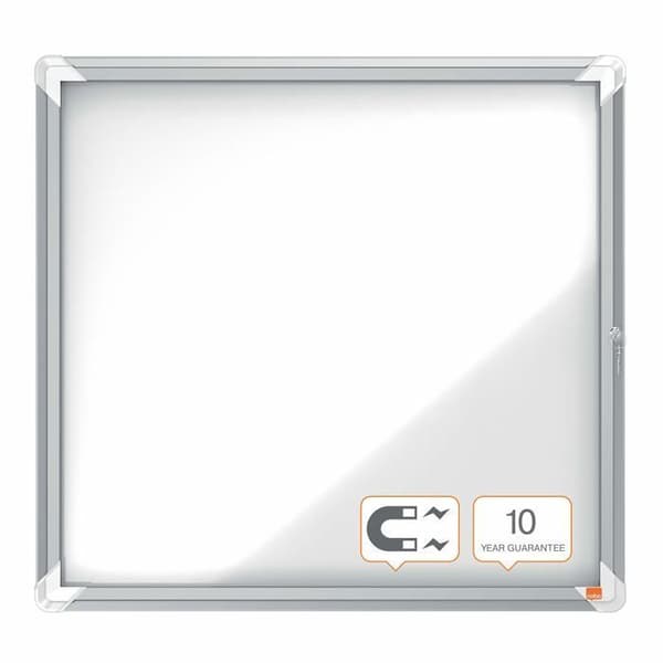 Vitrine - anslagstavla Nobo - 1902558 - vitrin inomhus med magnetfot, 6xA4, gångjärnsdörr, Vit