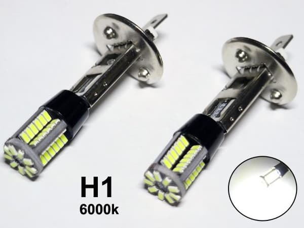 H1 Dimljus led 6000K med 57st 3014smd chip 2-pack P14.5s