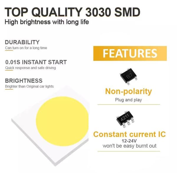 H1 Dimljus 500 lumen led 6000K P14.5s  2-pack