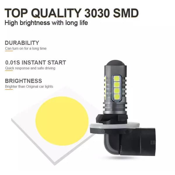 881 H27 Dimljus 500 lumen led 6000K m. 18st 3030smd chip  2-pack