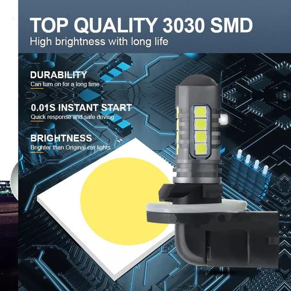 881 H27 Dimljus 500 lumen led 6000K m. 18st 3030smd chip  2-pack